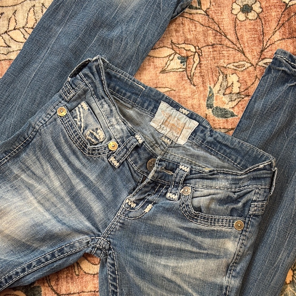 Big Star Blue Straight Leg Jeans with Vintage Look